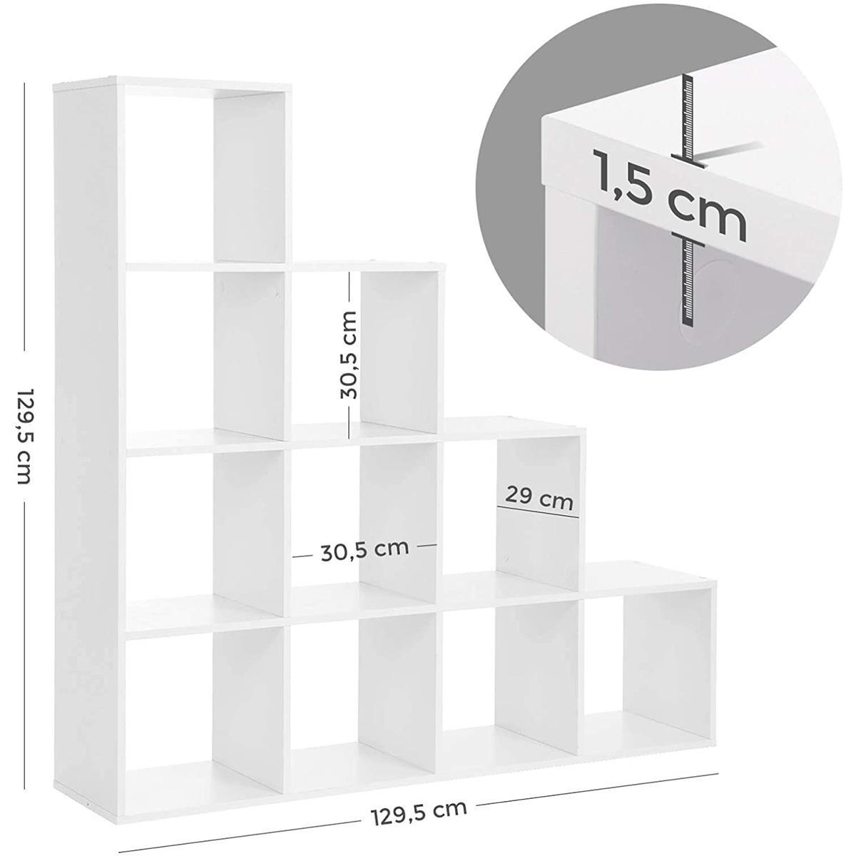 VOWNER Étagère manga design Blanche, 5 étagères, 10 espaces de rangement 