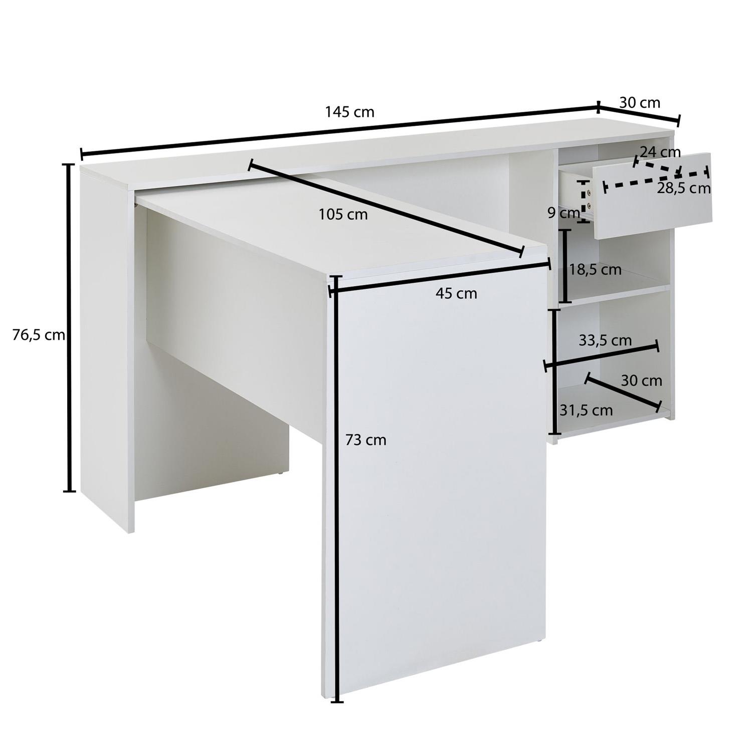 mb-moebel Bureau d'Ordinateur avec 4 Tiroirs Meuble Bureau Informatique  Station de Travail Table de Bureau avec Espace de Rangement - 120x75x55 AGA  (Blanc Brillant) : : Cuisine et Maison