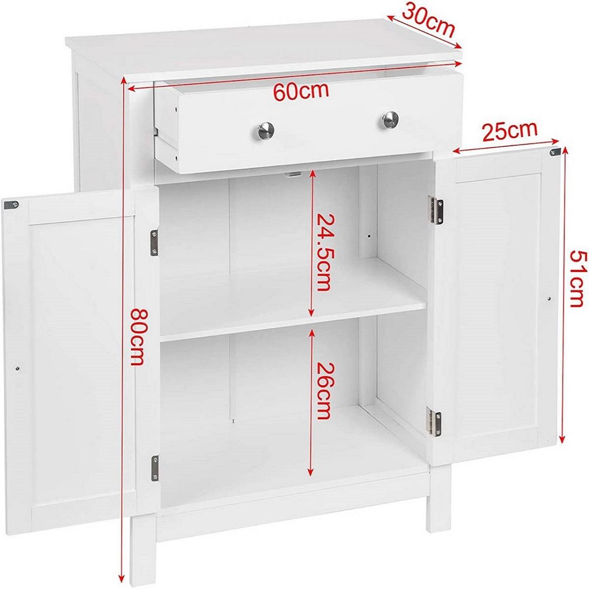 Caisson de Rangement Mobile LISY, 3 Tiroirs et 4 Casiers, 40x30x83 cm,  Blanc 