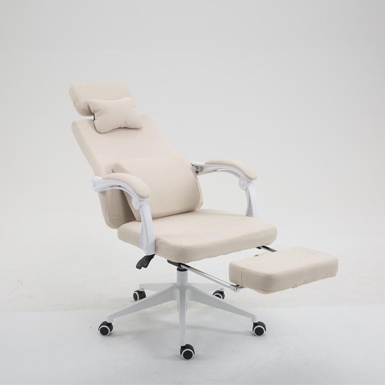 Fauteuil de bureau ADRIEN, Repose-pieds Extensible, Crème