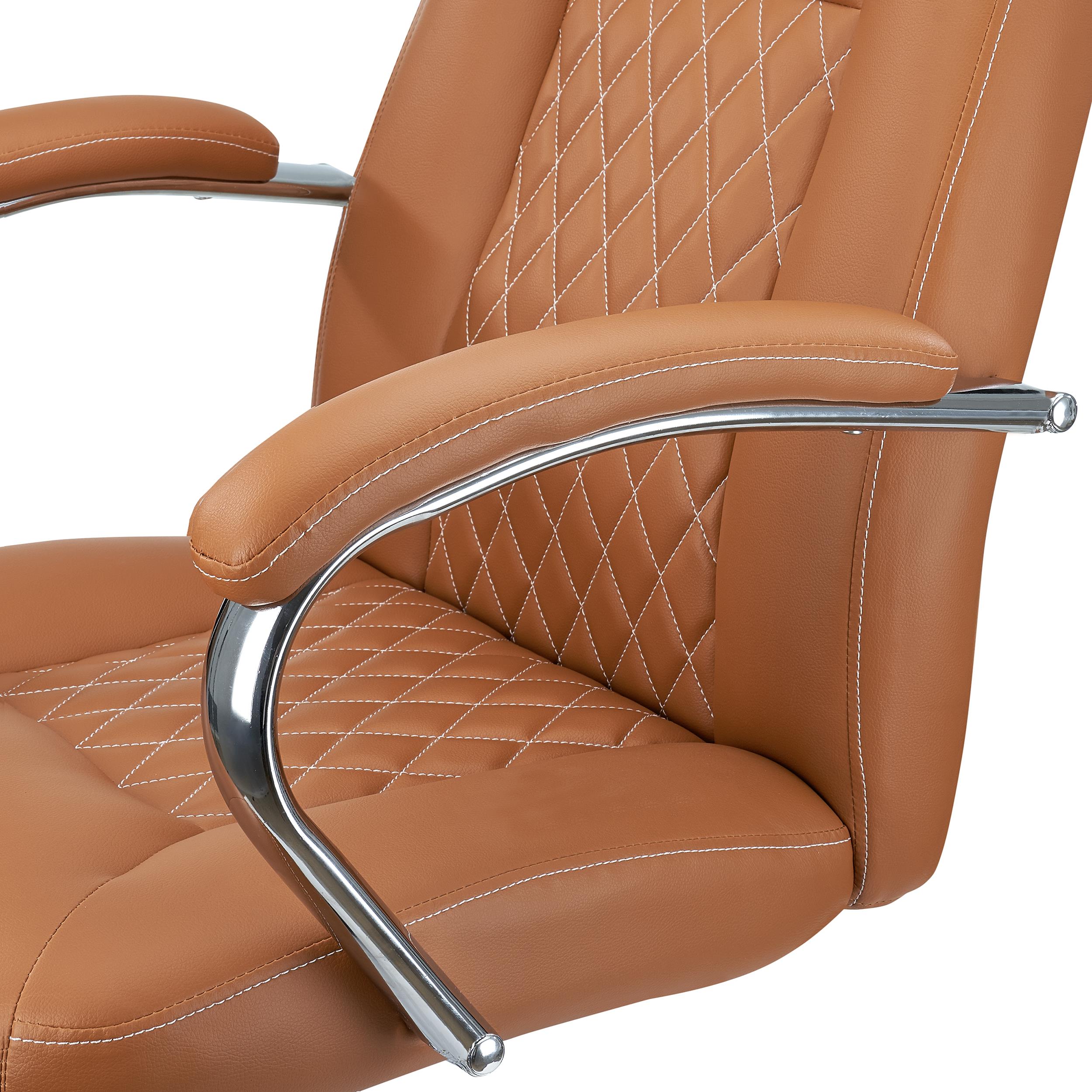 Fauteuil de bureau ISTANBUL, en cuir, avec coutures apparentes, marron