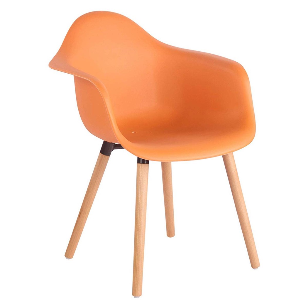 Chaise visiteur MARA, Design Scandinave, en Métal et Polypropylène, Orange