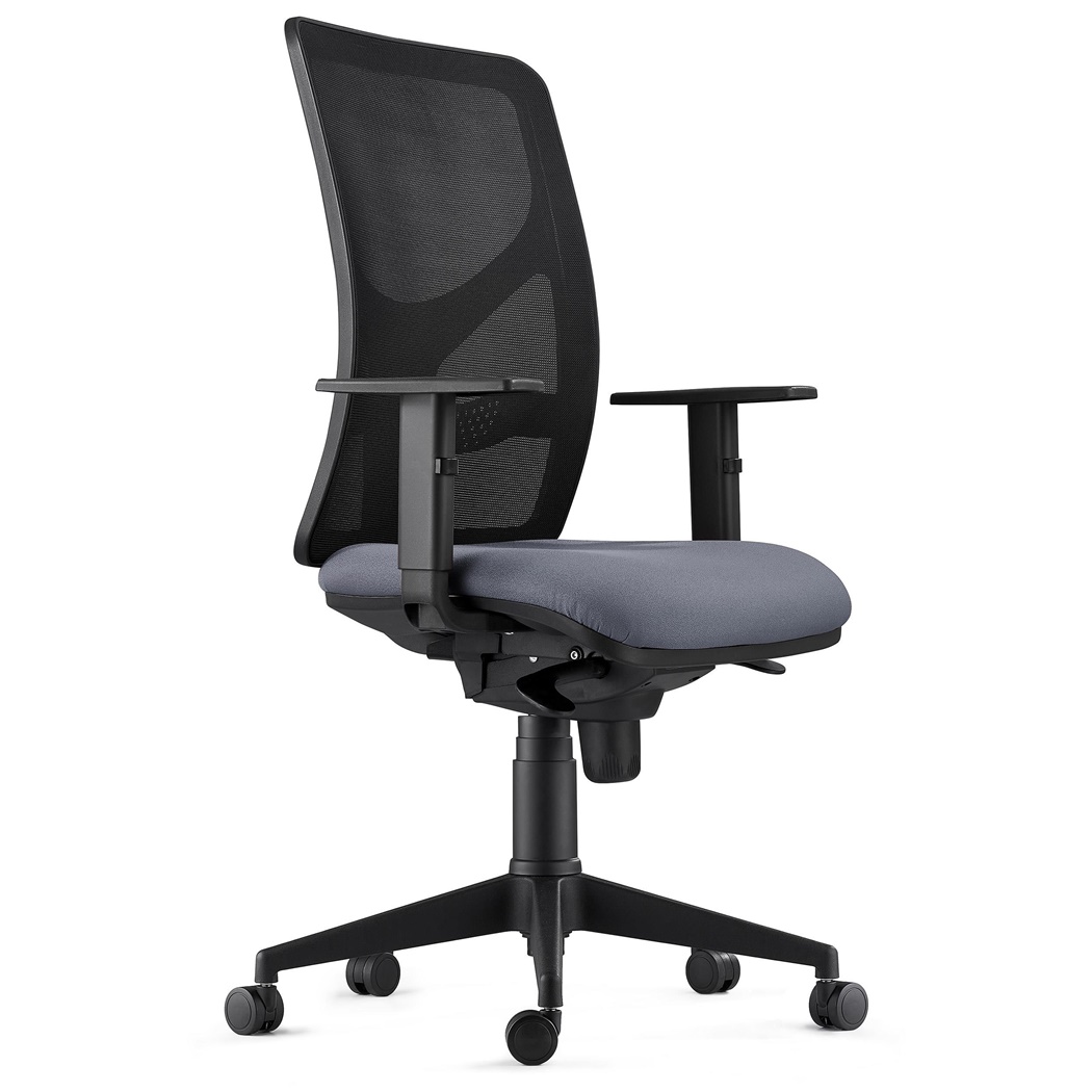 DEMO# Chaise de bureau MILO, Accoudoirs Ajustables, Support Lombaire, en Tissu, Gris