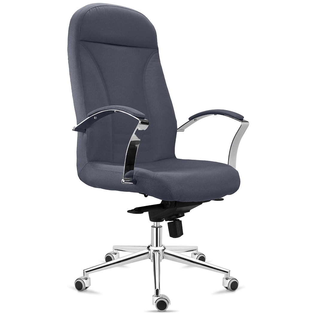 Fauteuil de Bureau CANCUN, Rembourrage Épais, Dossier Haut, en Tissu Gris