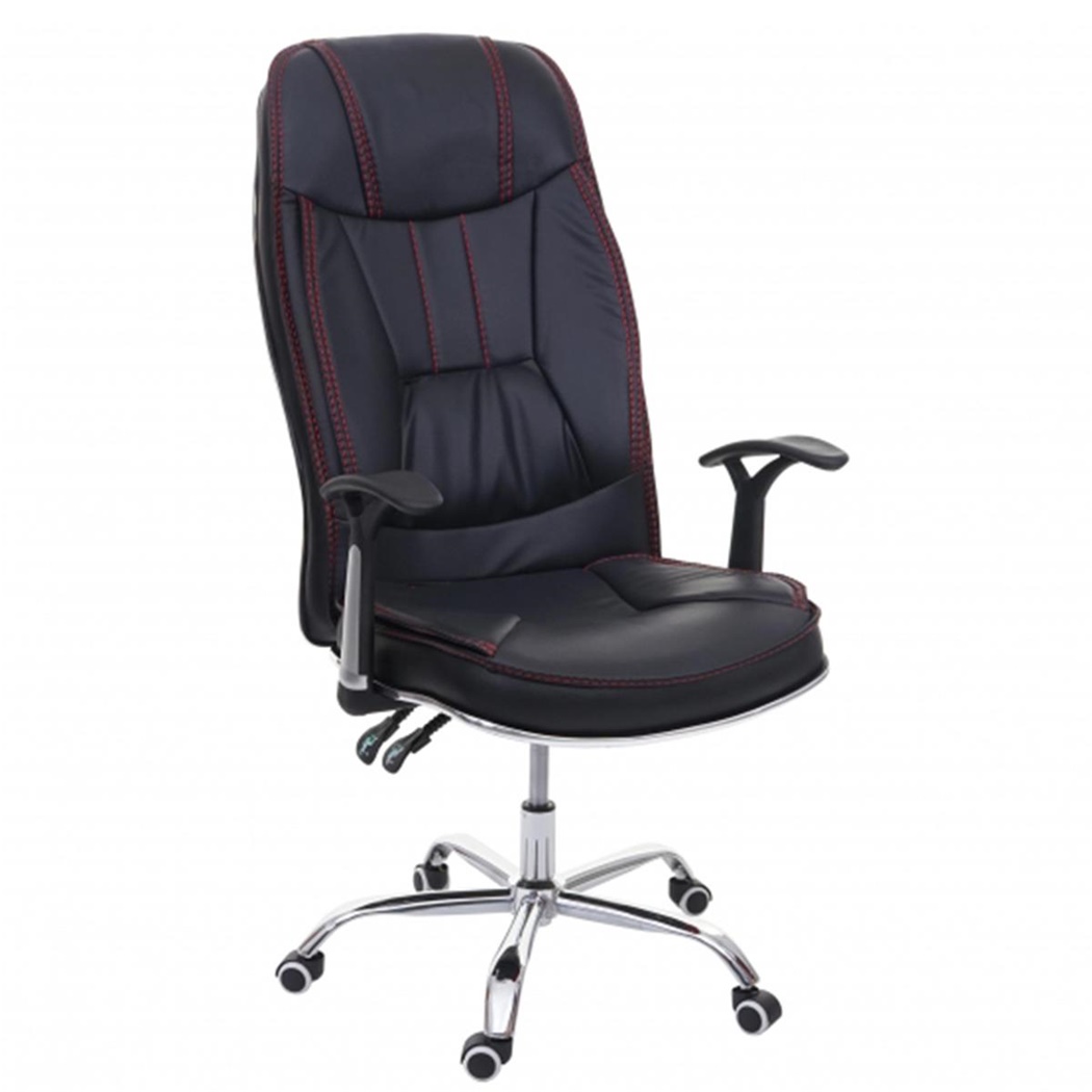 Fauteuil de bureau DENIA, Design Ergonomique, Piétement Métallique, en Cuir Noir
