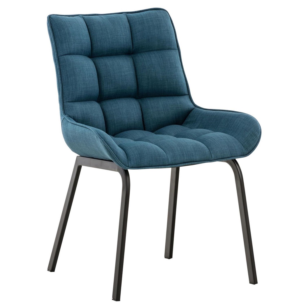 Fauteuil visiteur TANGO, Rembourrage Épais, Pieds en Métal Noir, Tissu Bleu