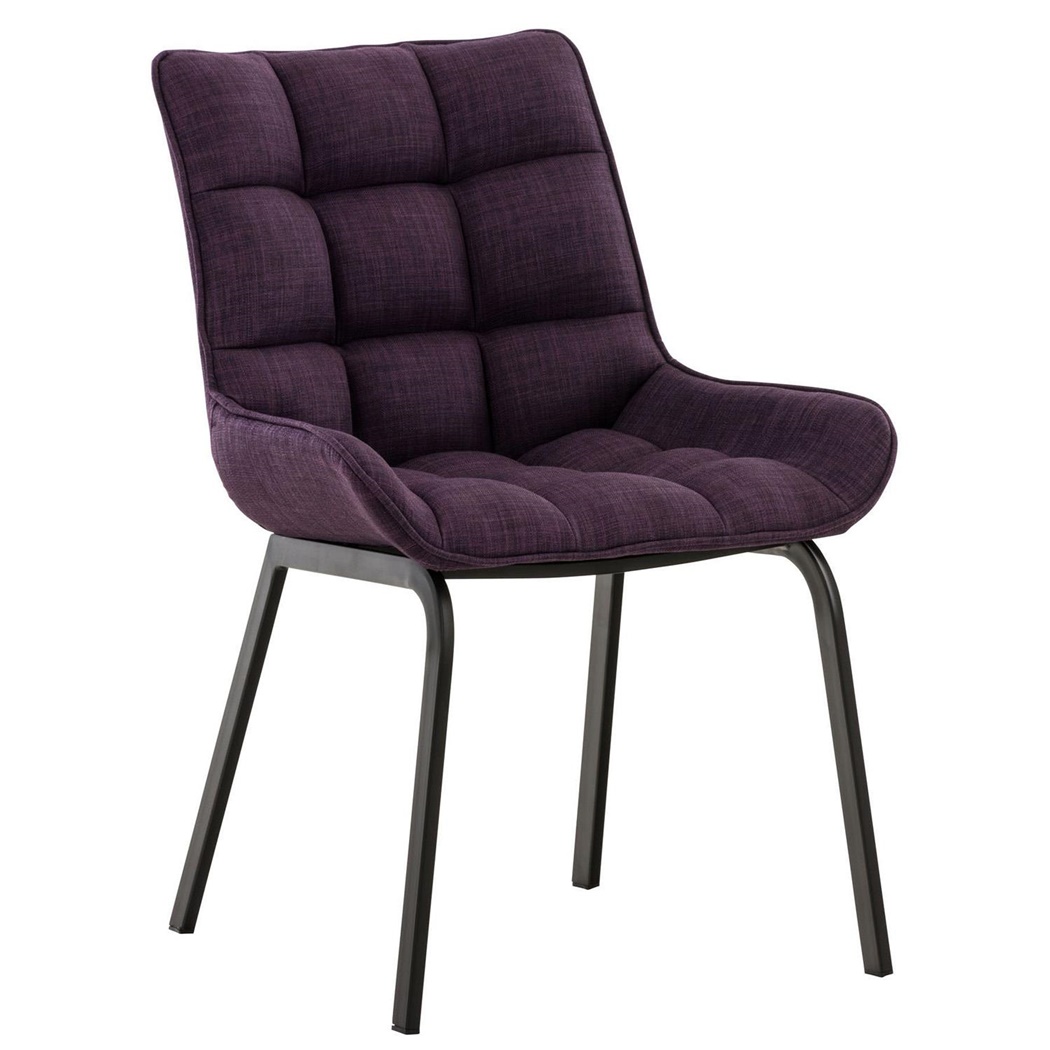 Fauteuil visiteur TANGO, Rembourrage Épais, Pieds en Métal Noir, Tissu Violet