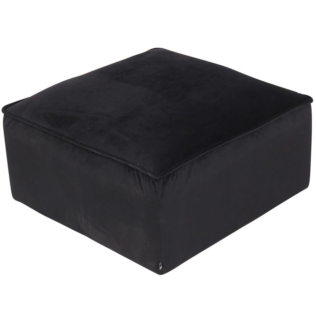 Pouf PRAIA, Multifonction, 60x60x30cm, Moderne et Elégant, en Velour Noir