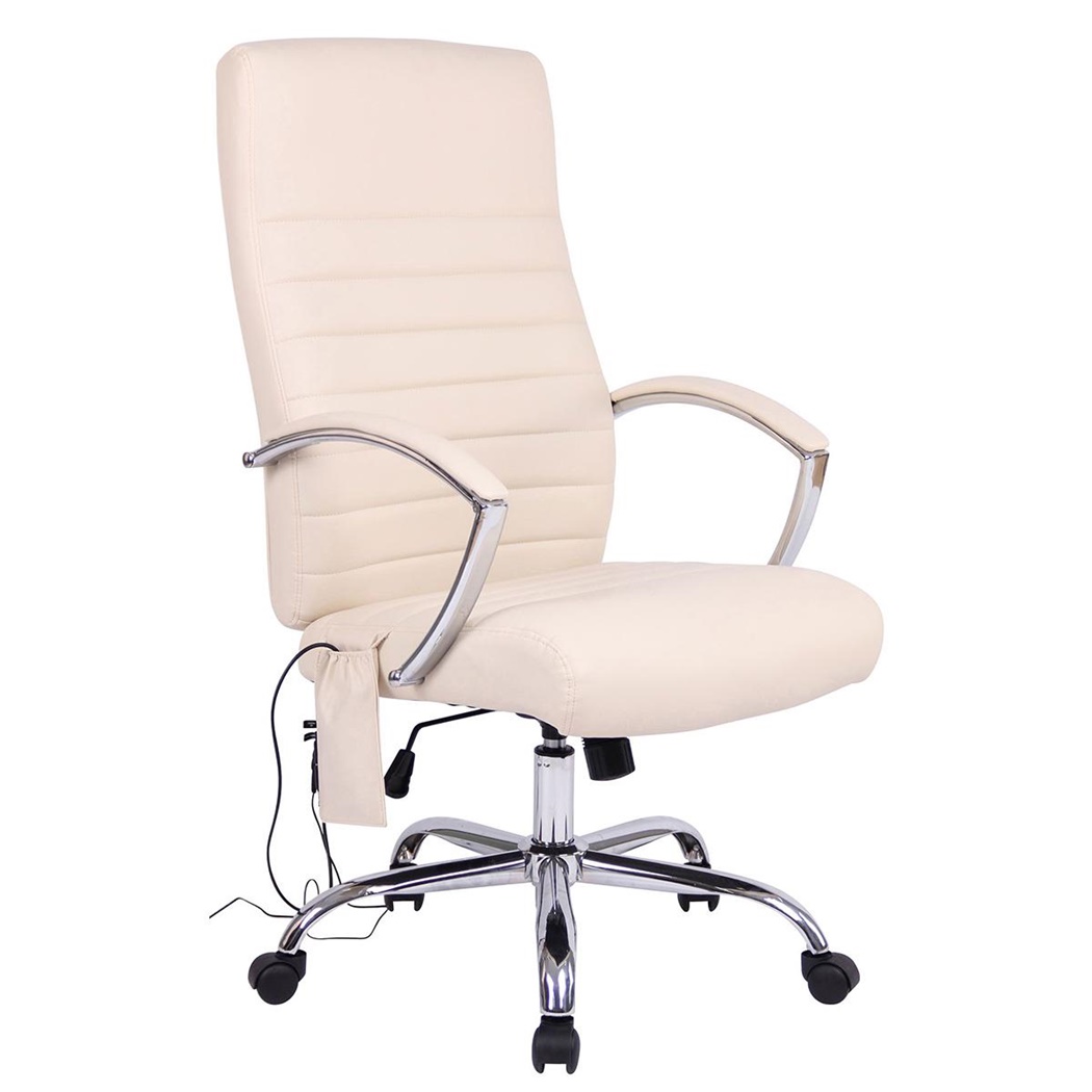 Fauteuil de Bureau VALANTY MASSAGE, Élégant et Moelleux, Cuir Crème