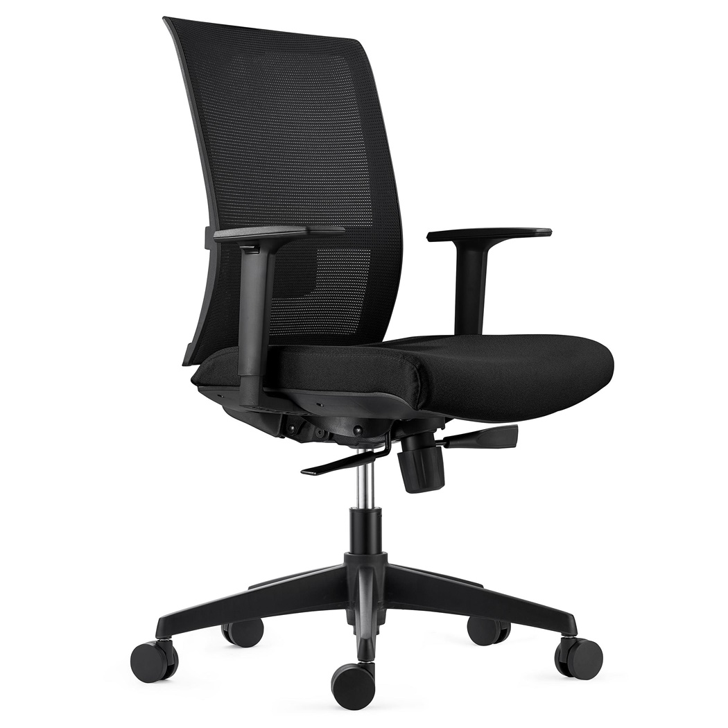 DEMO# Chaise Ergonomique EXON, Support Lombaire, Utilisation 8 H, en Tissu et Maille, Noir