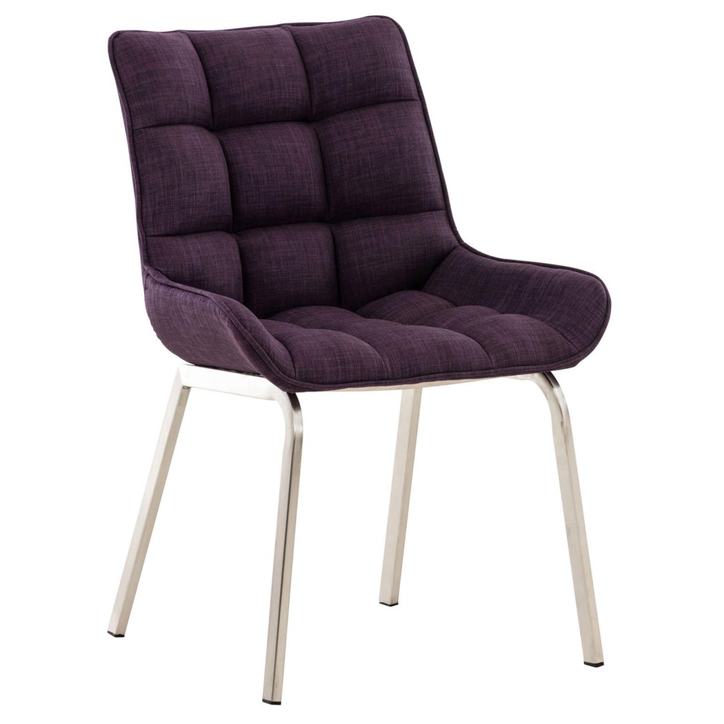 Fauteuil visiteur TANGO, Rembourrage Épais, Pieds en Métal, Tissu Violet
