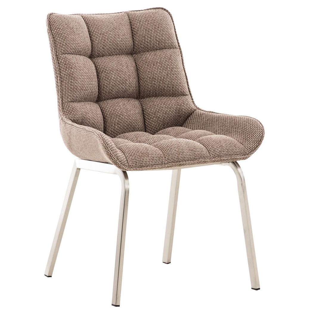 Fauteuil visiteur TANGO, Rembourrage Épais, Pieds en Métal, Tissu Marron Clair