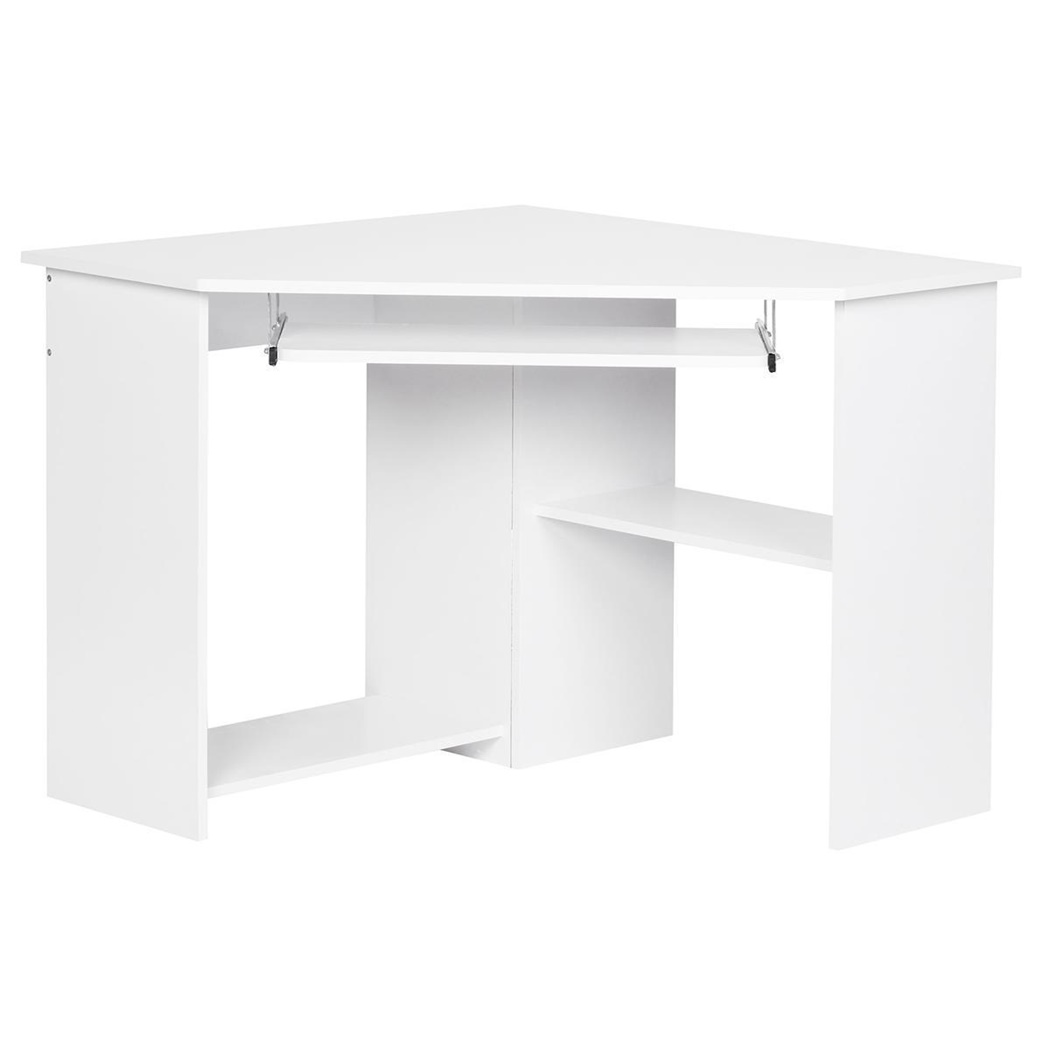 DEMO# Bureau d'angle MARKUS, Dimensions 72,5x103x89cm, Pratique et Fonctionnel, en Bois, Blanc