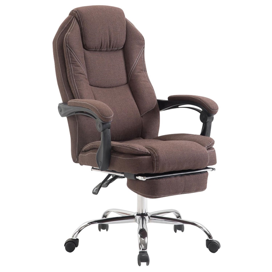 DEMO# Fauteuil de bureau CASTI TISSU, Repose-pieds Extensible, Grand Rembourrage, Marron