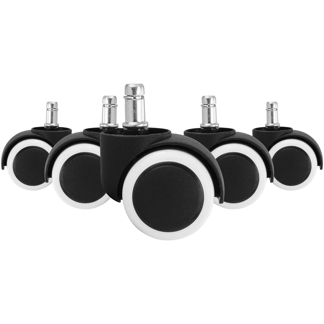 Lot de 5x Roulettes ROLLER 5, 11x50mm, Sols Durs, Noir et Blanc