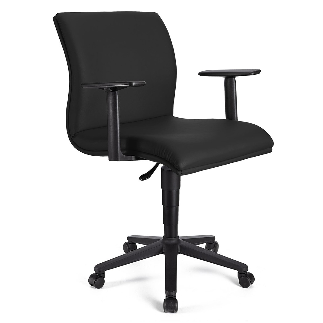 DEMO# Fauteuil de bureau ANIBAL BASE CUIR, Accoudoirs Ajustables, Noir