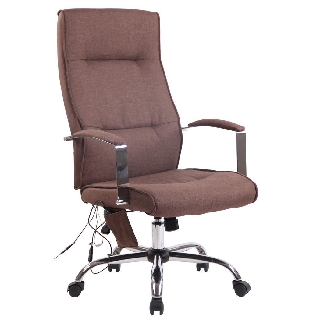 Fauteuil de Bureau PONTIAC MASSAGE TISSU, Allure Chic, Métal, Marron