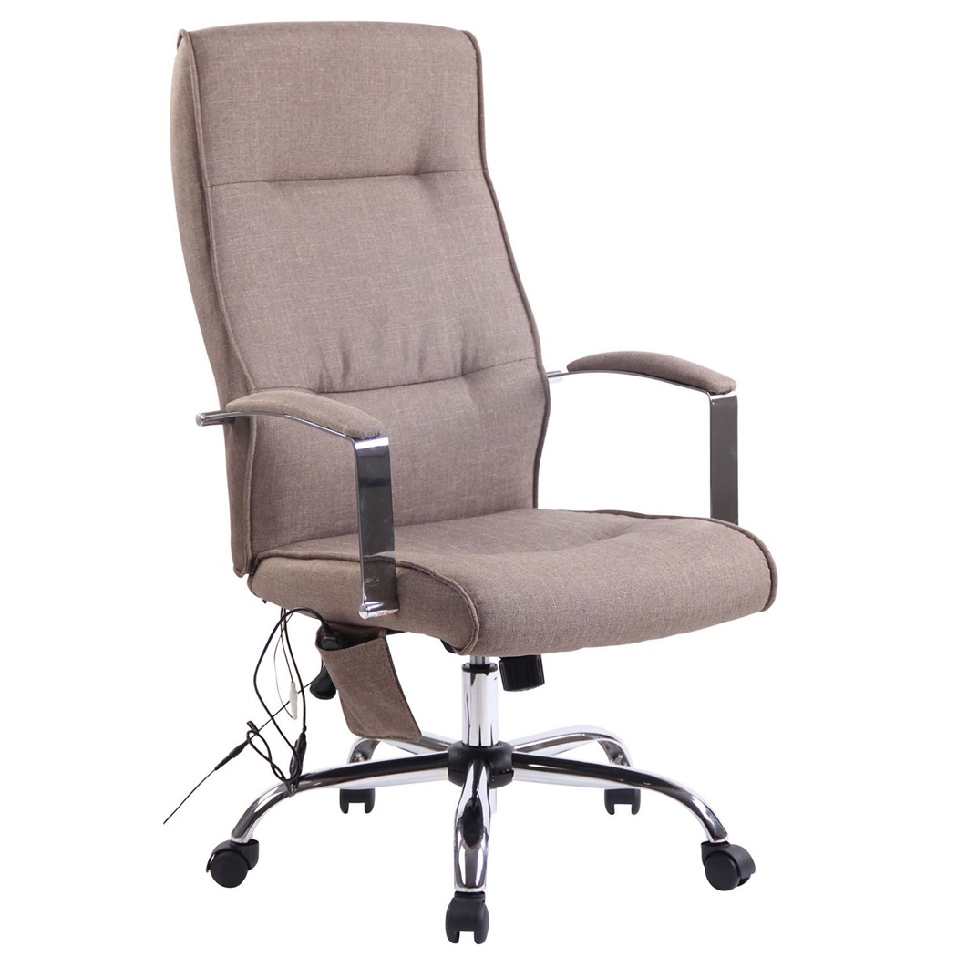 Fauteuil de Bureau PONTIAC MASSAGE TISSU, Allure Chic, Métal, Taupe