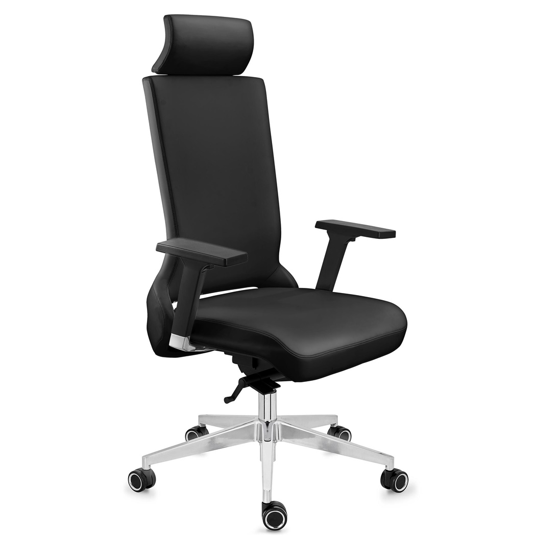 Fauteuil de Bureau RIVIERA, Design Unique, Ergonomie Optimale, Cuir Authentique Noir