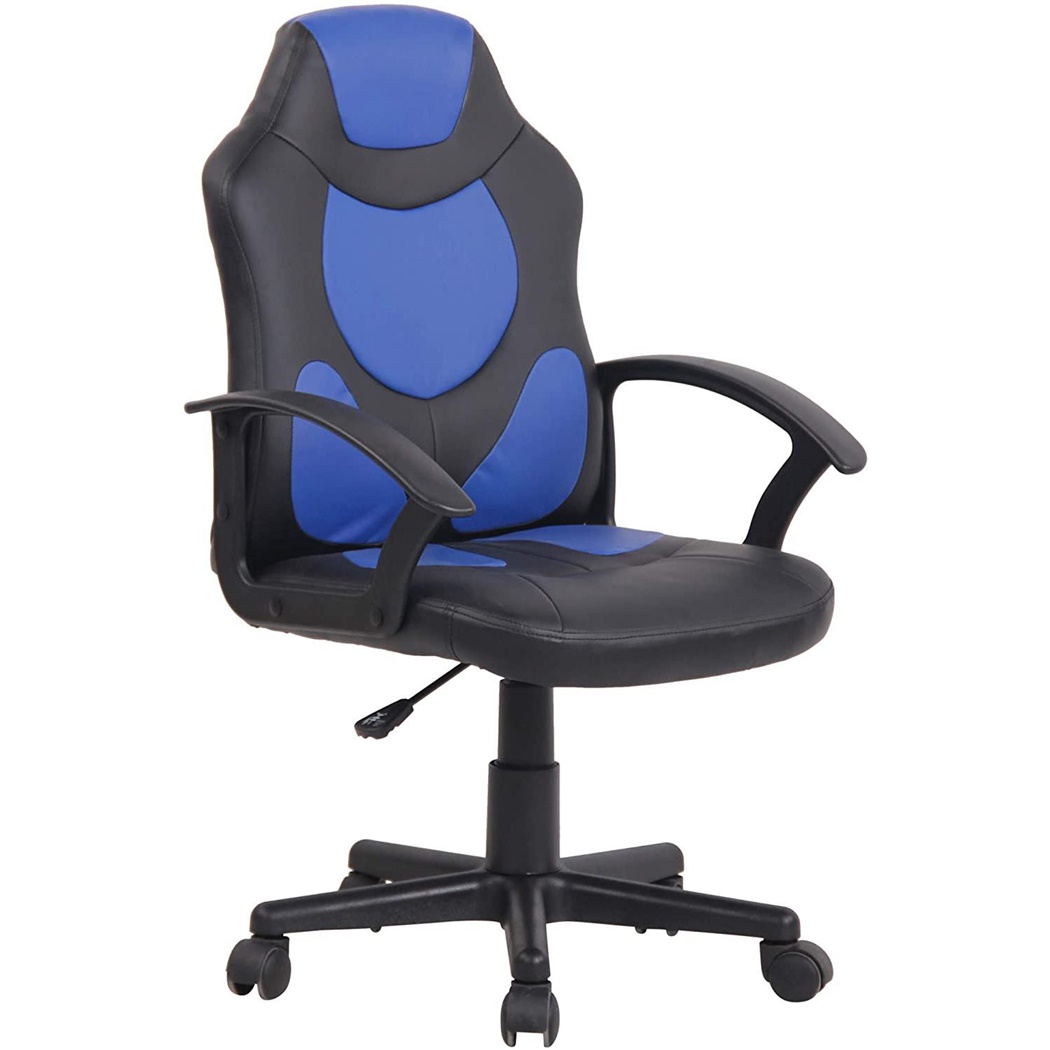 Chaise Gaming Junior ADELE, Design Sportif et Coloré, Confort et Résistance, Noir/Bleu