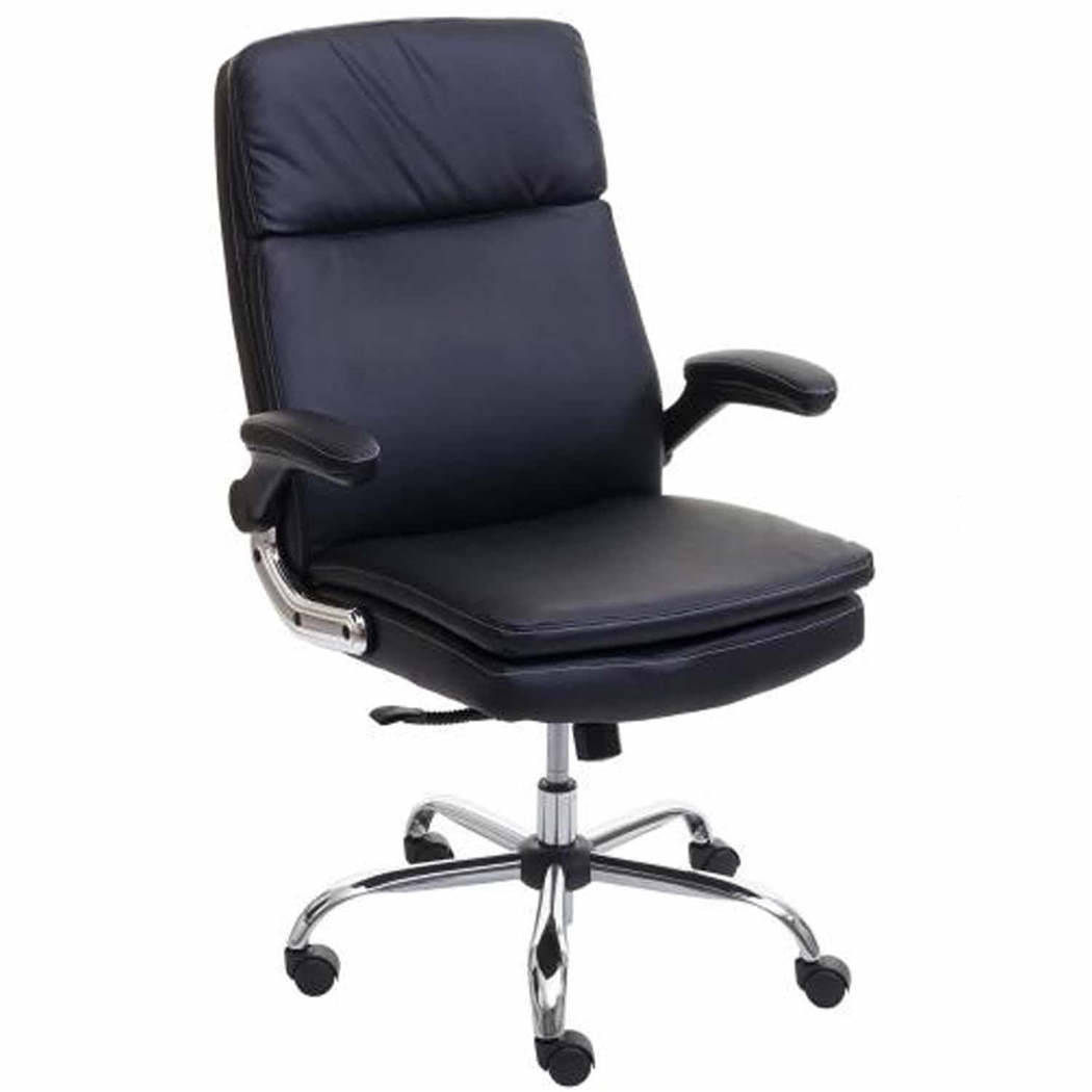 Fauteuil de Bureau PULCO, Accoudoirs Rabattables, Mécanisme Basculant, en Cuir Noir