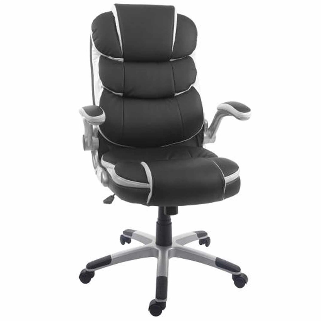 Fauteuil de bureau RANDY, Grand rembourrage, Utilisation 8h, Cuir, Noir et blanc