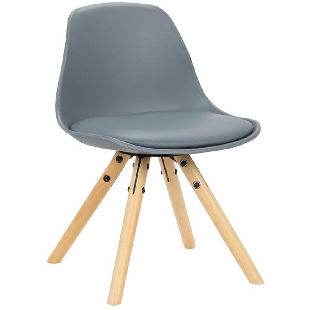 Chaise Visiteur pour Enfant NAKOR, Piétement en Bois, Revêtement en Cuir Gris