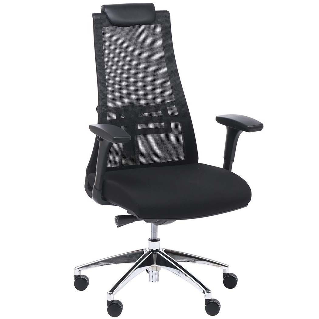 DEMO# Fauteuil de Bureau CARENNAC, Maille Respirable, Soutien Lombaire, Grand Rembourrage, Noir