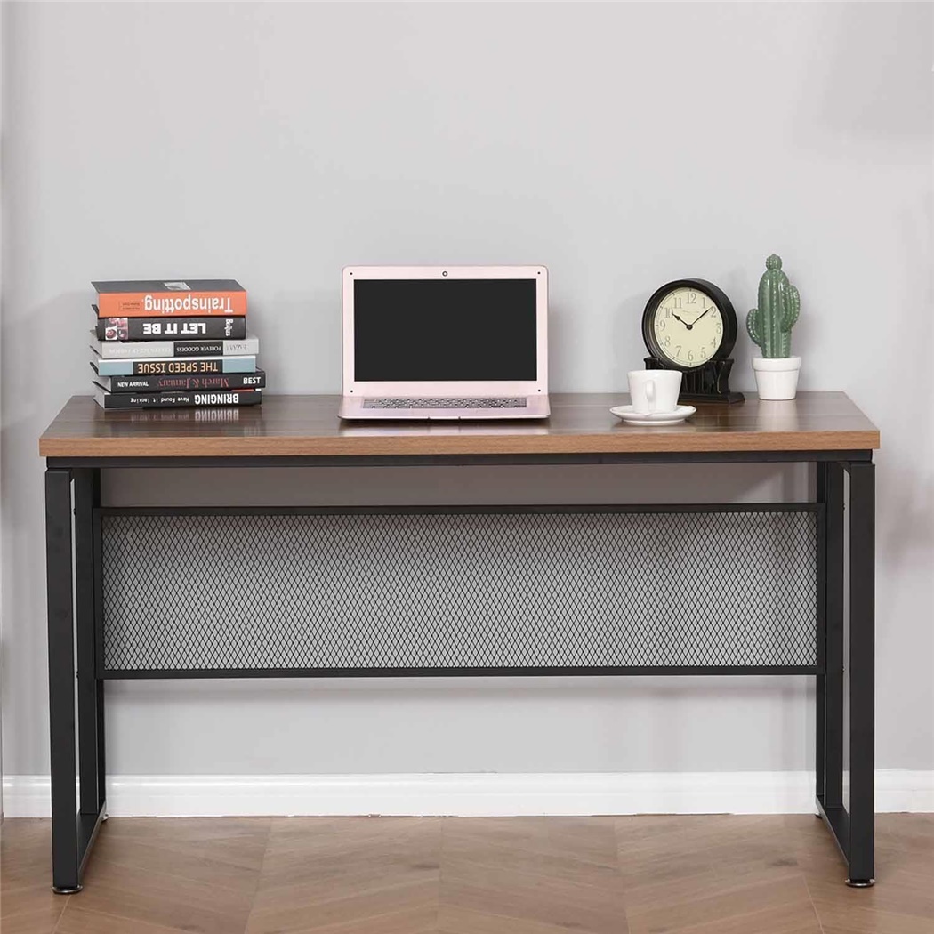 Bureau Informatique FESANI, 135x60x75cm, Métal et Bois, couleur Noyer