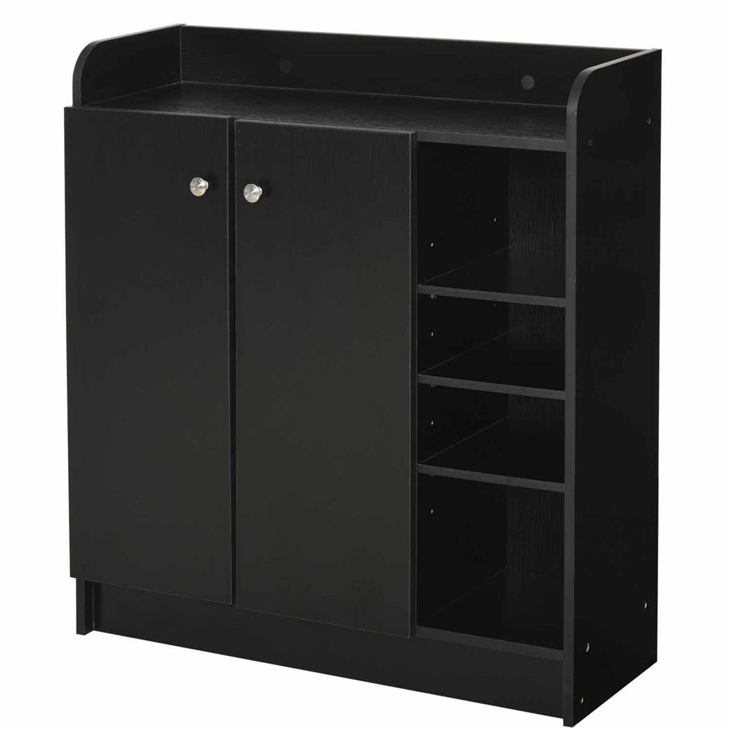 Armoire HURON, Nombreux Rangements, 83x30x90cm, en Bois, Noir