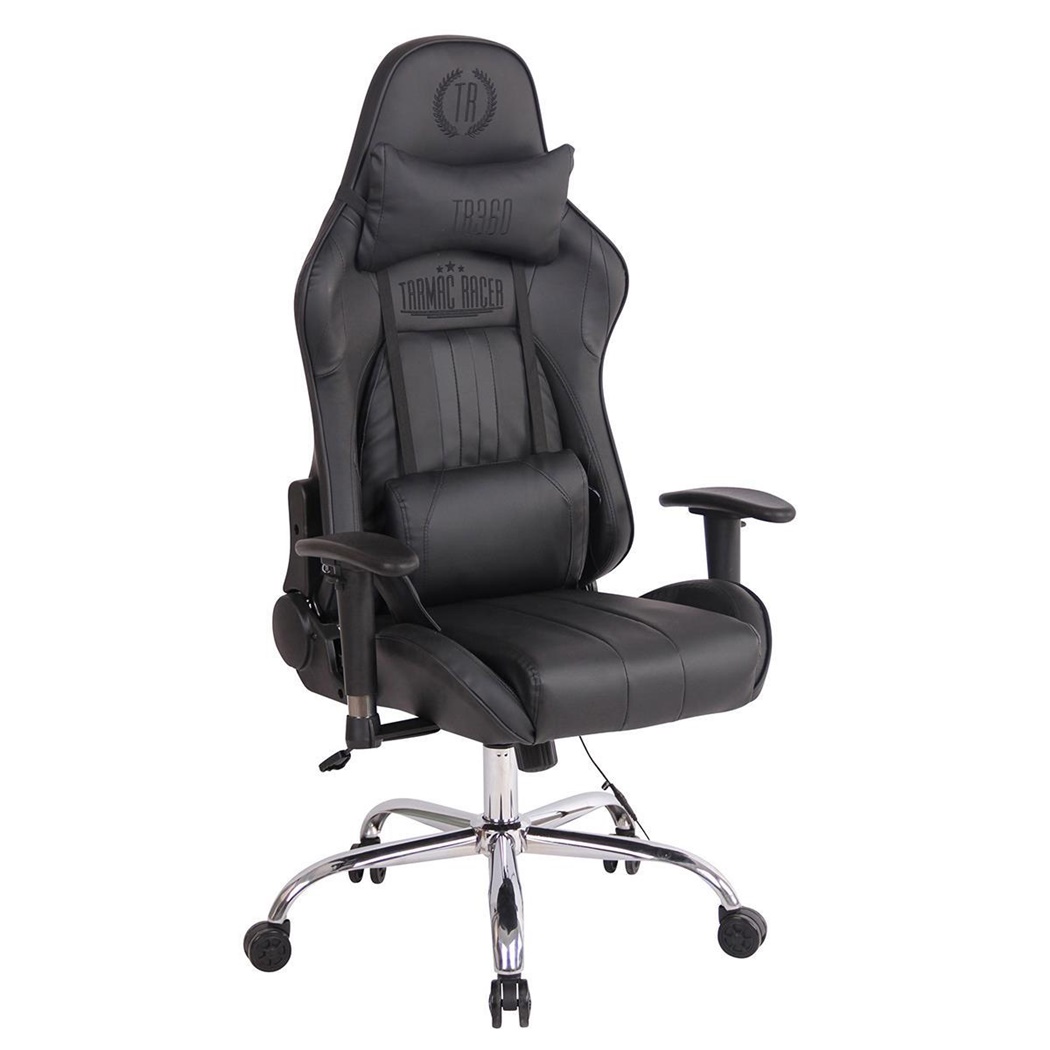 Chaise Gaming INDY MASSAGE, Dossier Inclinable, Fonction Siège Chauffant, en Cuir, Noir