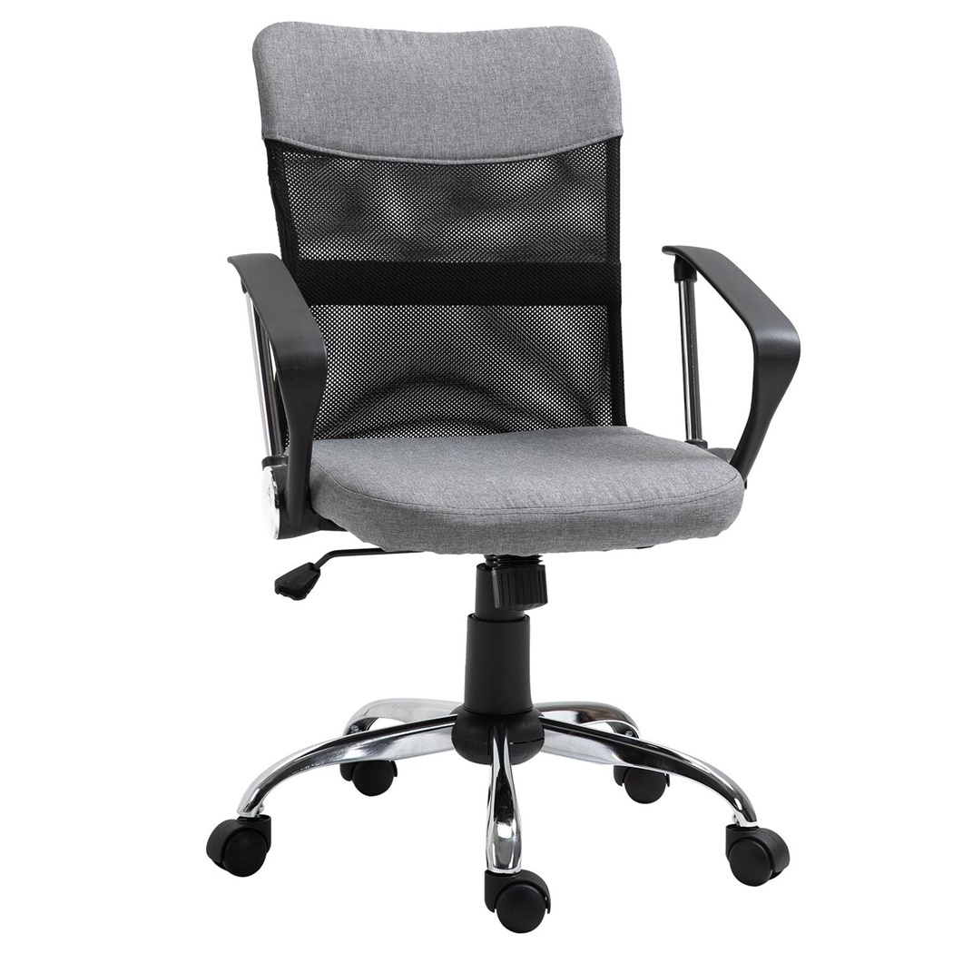 Chaise de Bureau AVEIRO, Mécanisme Basculant, en Maille Respirable et Tissu, Noir