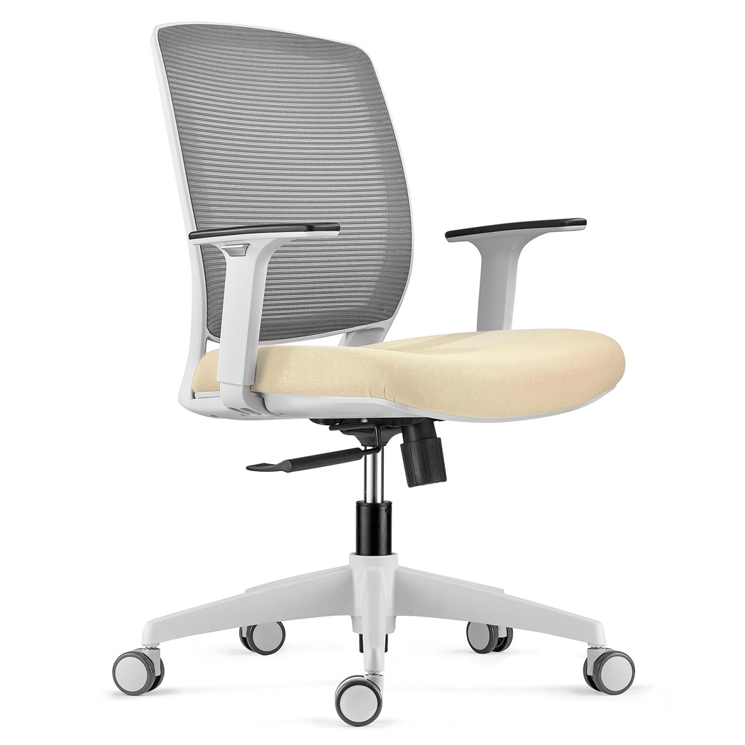 DEMO# Chaise de bureau MISURI GREY, Accoudoirs Réglables, en Maille Respirante, Gris / Crème