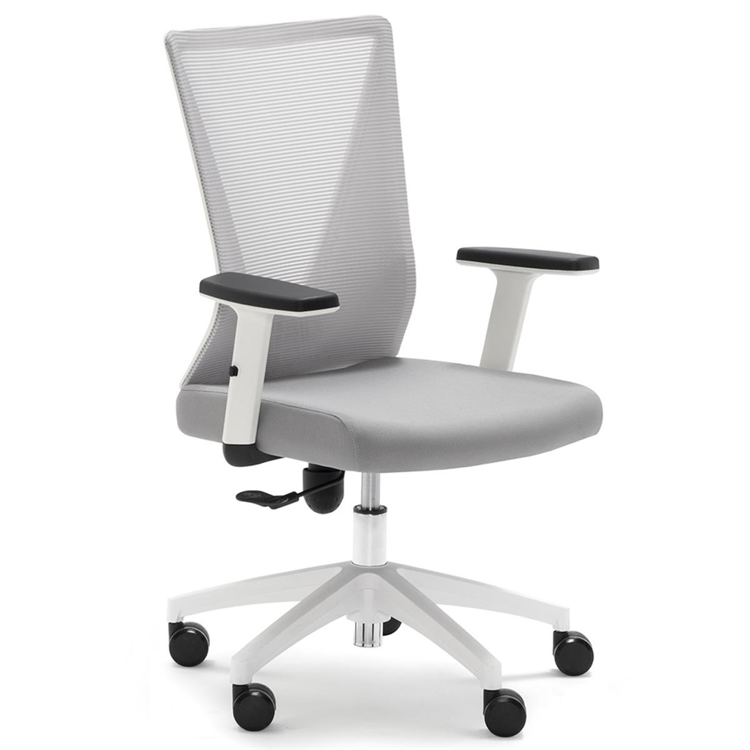 DEMO# Chaise de Bureau COLMAR, Moderne et Confortable, en Tissu et Maille Respirable, Gris