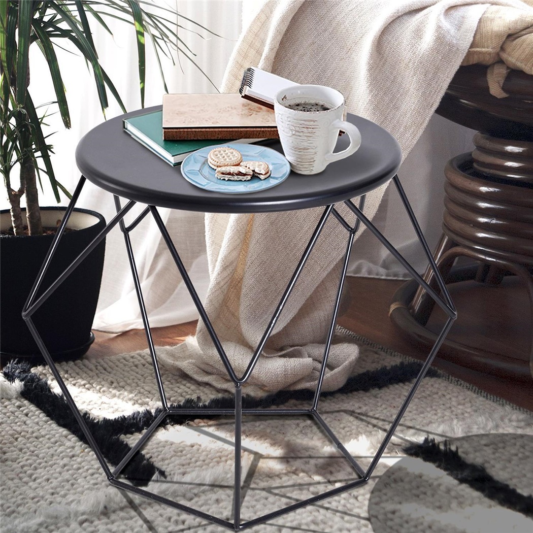 Table basse TROPI, Dimensions 51x51x44cm, Design Moderne, en Acier Noir