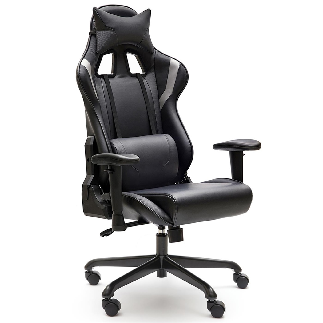 Fauteuil de Bureau Gaming ORION, Inclinable à 165º, Mécanisme Basculant, en Cuir Noir