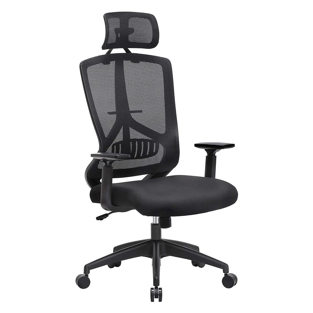 Chaise Ergonomique NEMO, Support Lombaire Réglable, Appui-tête Ajustable, en Maille Respirable, Noir