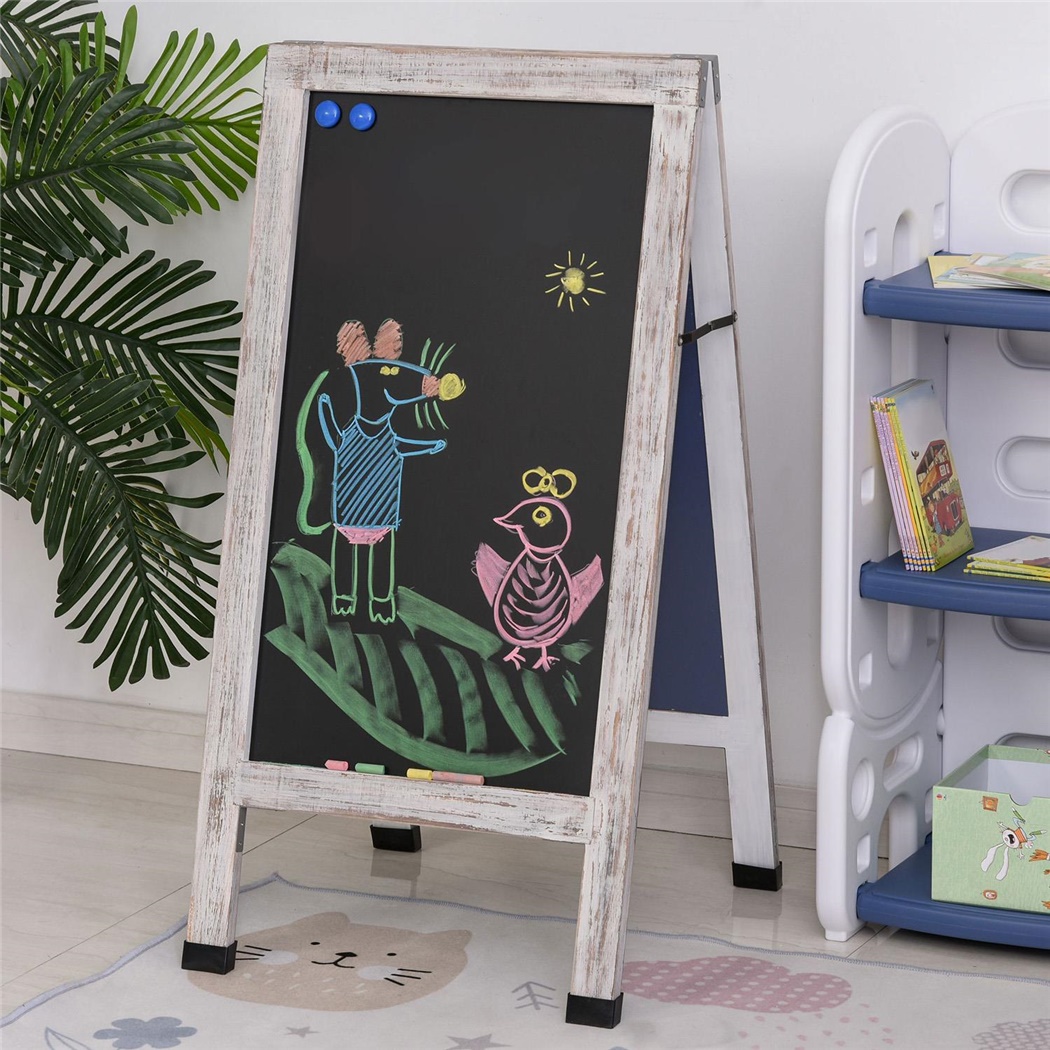 Tableau Magnétique MILEY, 51x58x98,5 cm, Deux Faces en Ardoise, Pliable, en Bois