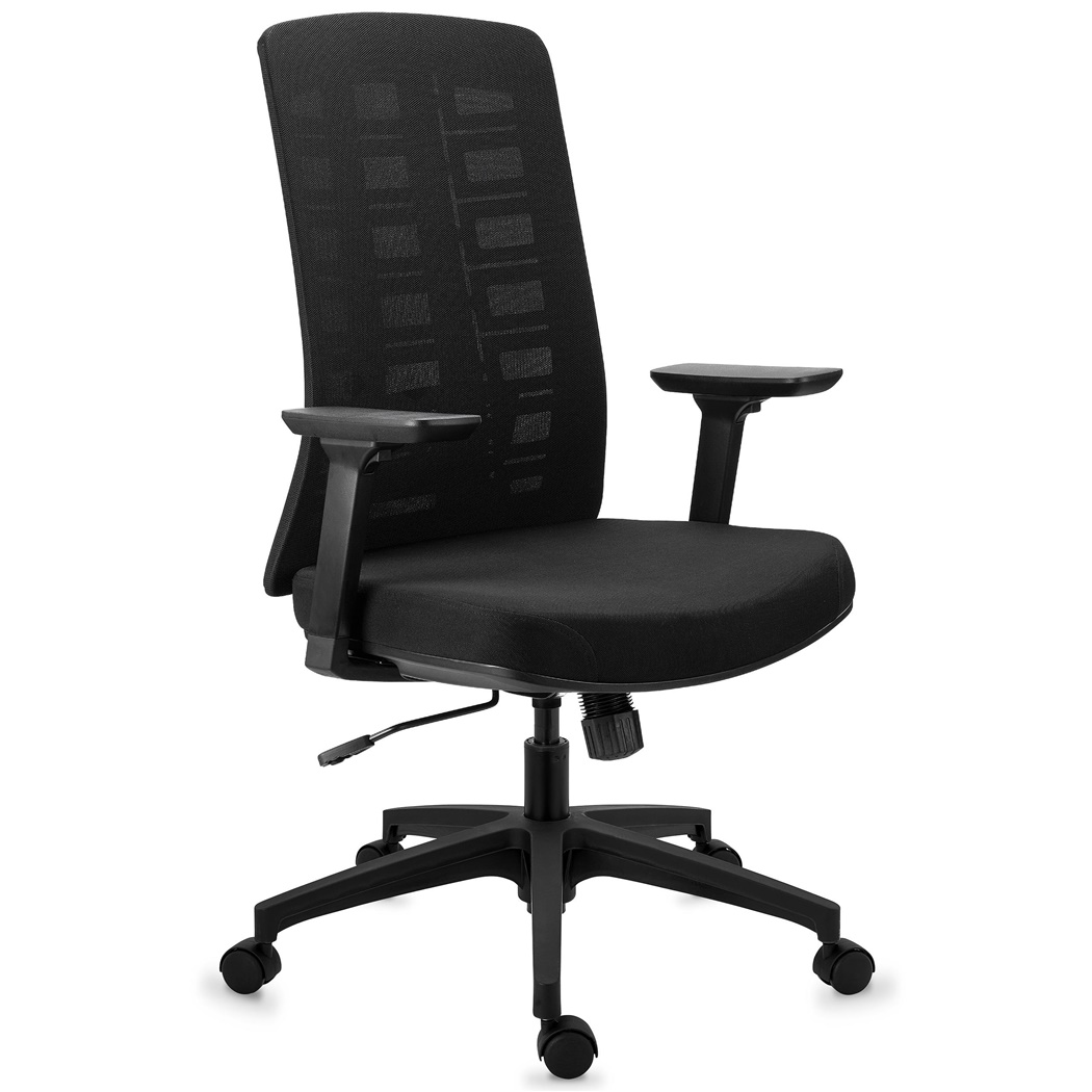 Chaise de Bureau MAYESTIC, Design Ergonomique Exclusif, Support Lombaire, Noir