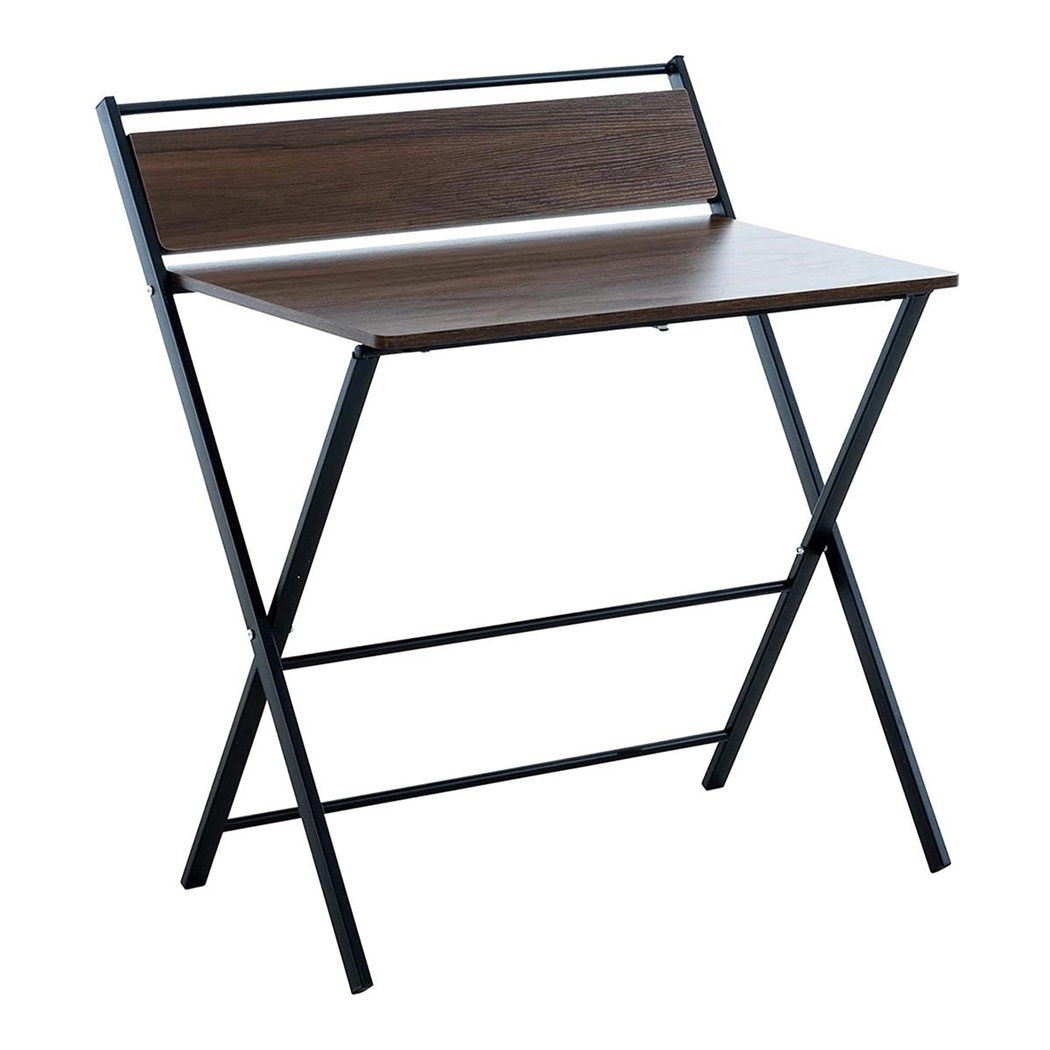 Bureau FORBY, 93x84x62 cm, Pliable, en Métal et Bois couleur Noyer