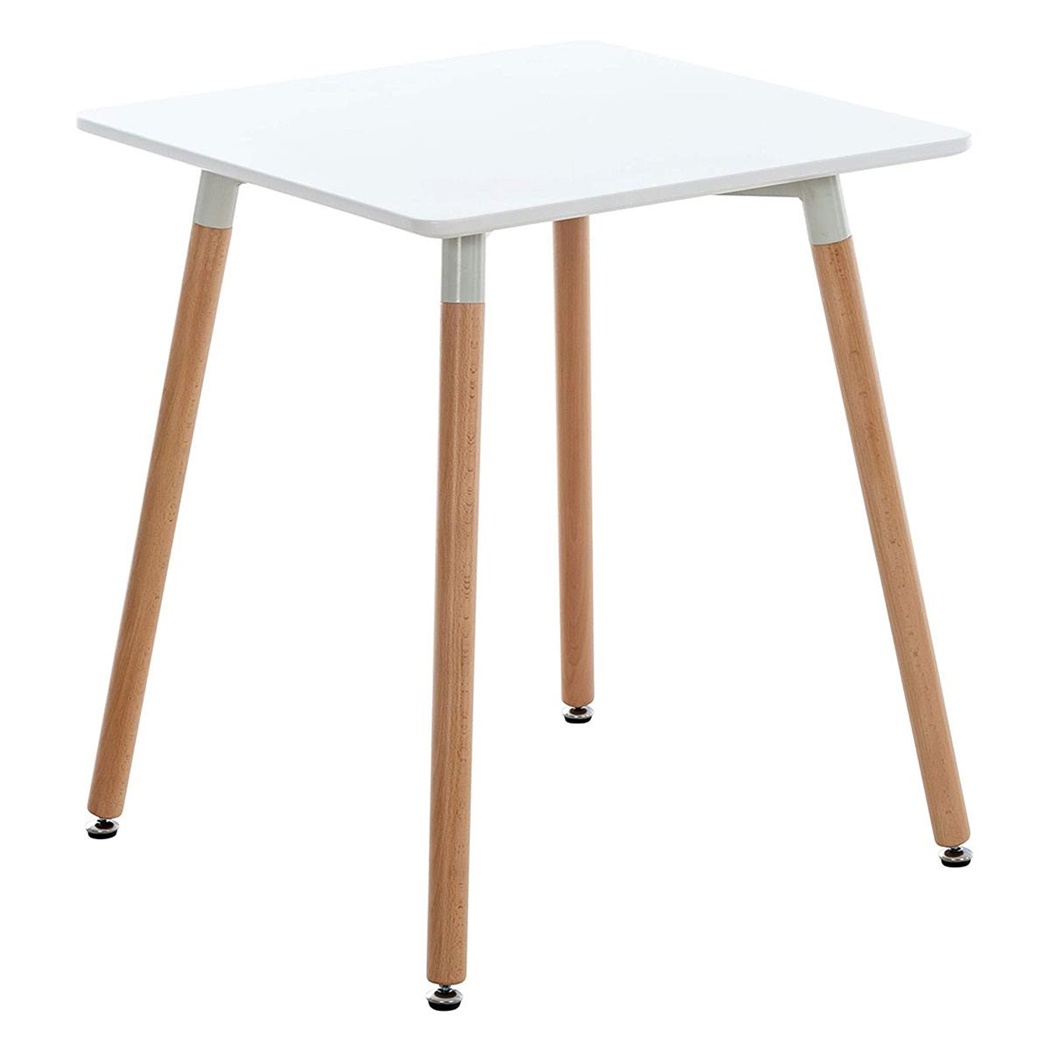 Table d’appoint BERGER, 60x60x70 cm, Pieds Bois, Plateau Bois Blanc