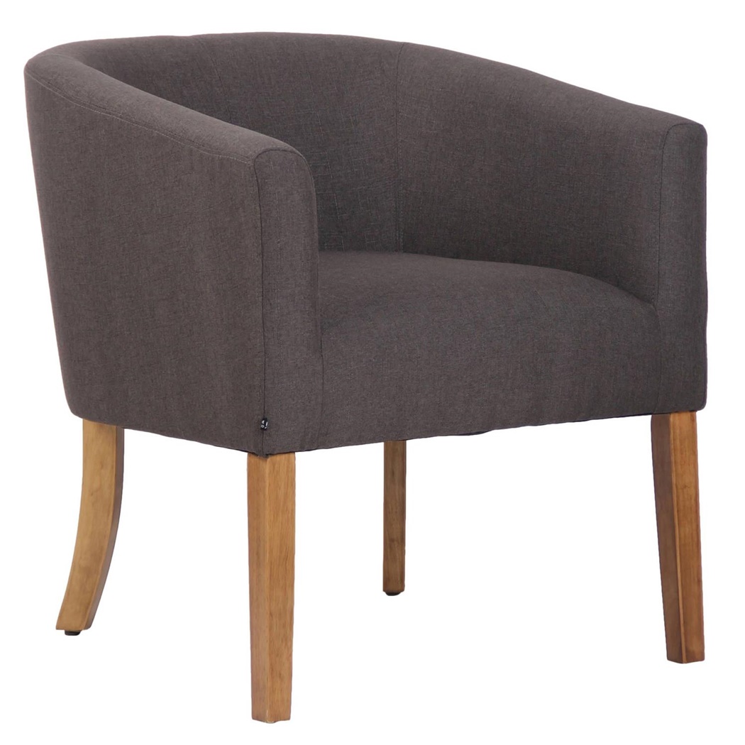 Fauteuil visiteur THEO, Grand Rembourrage, Piétement en Bois Clair, Tissu Gris Foncé