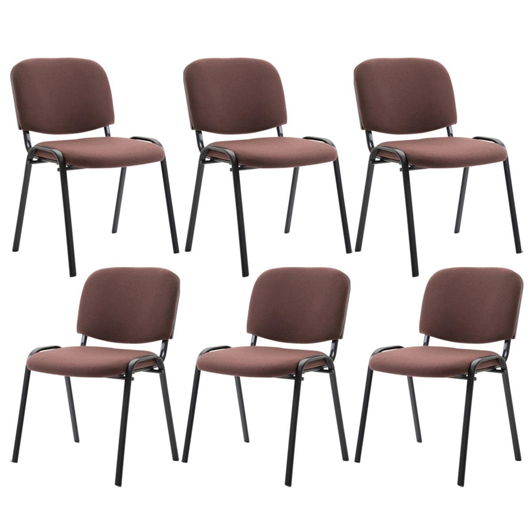 Lot de 6 chaises visiteur MOBY TISSU, Commode et Pratique, Prix Incroyable, Marron et Piétement Noir