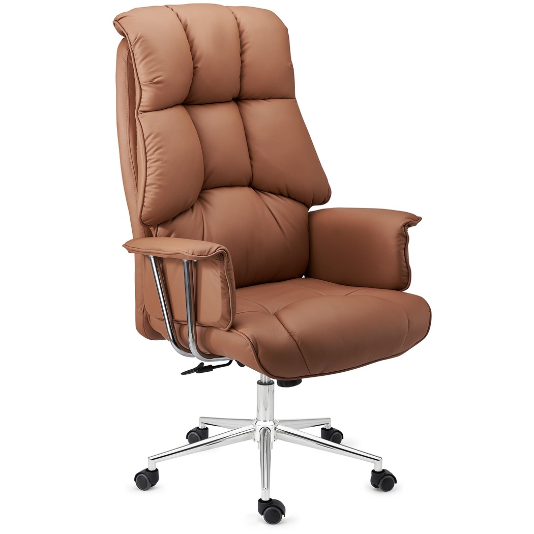 Fauteuil de bureau PRESIDENT, Grand Confort, Double Rembourrage, Très Elégant, Marron Clair