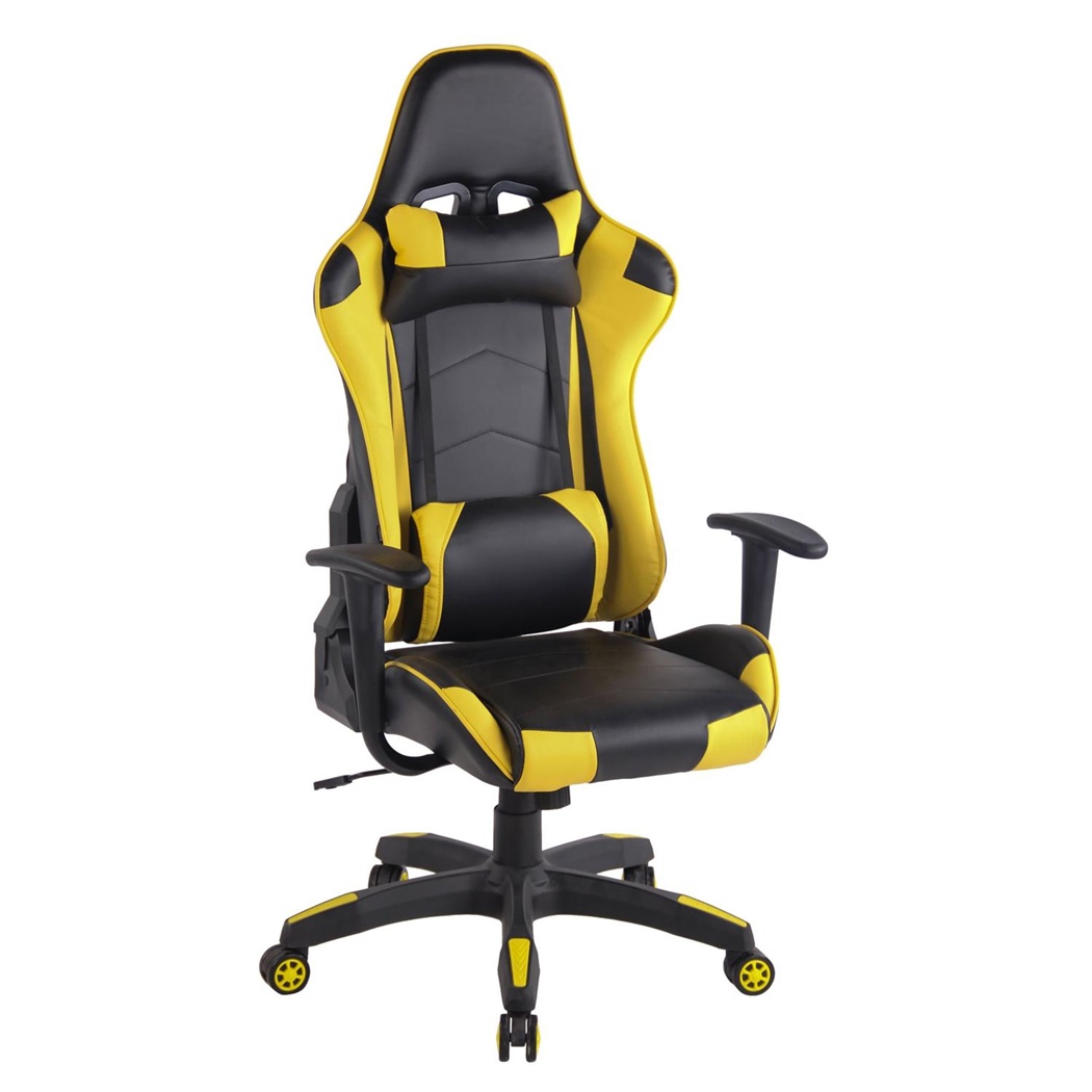 Fauteuil de bureau Gamer DARIUS, Dossier Inclinable, Coussins Inclus, Noir et Jaune