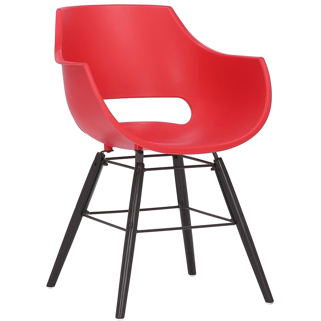 Chaise Visiteur CALIFORNIA, Design Nordique, Pieds en Bois Noir, Rouge