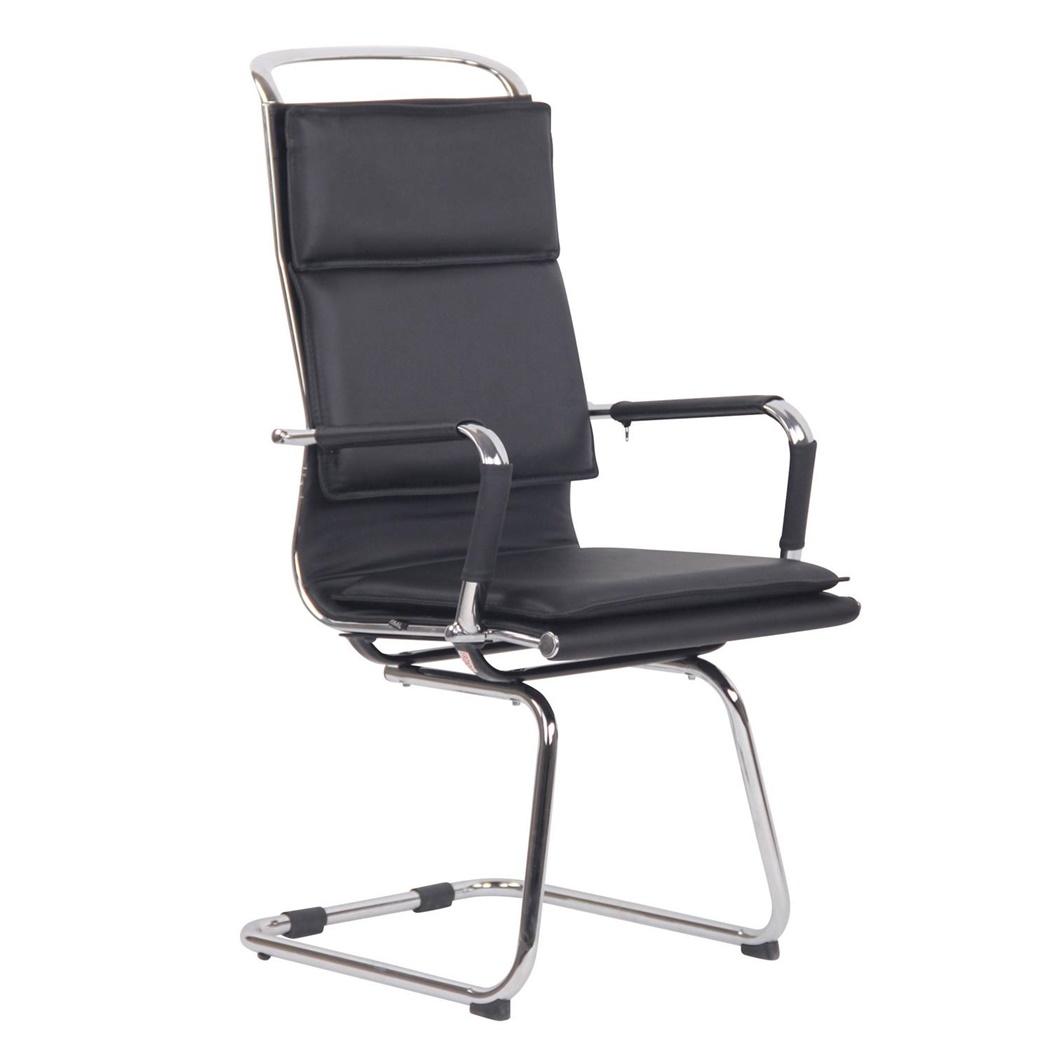 Chaise de salle de réunion QUEBEC V, Élégante, Confortable, en Cuir Authentique, Noir