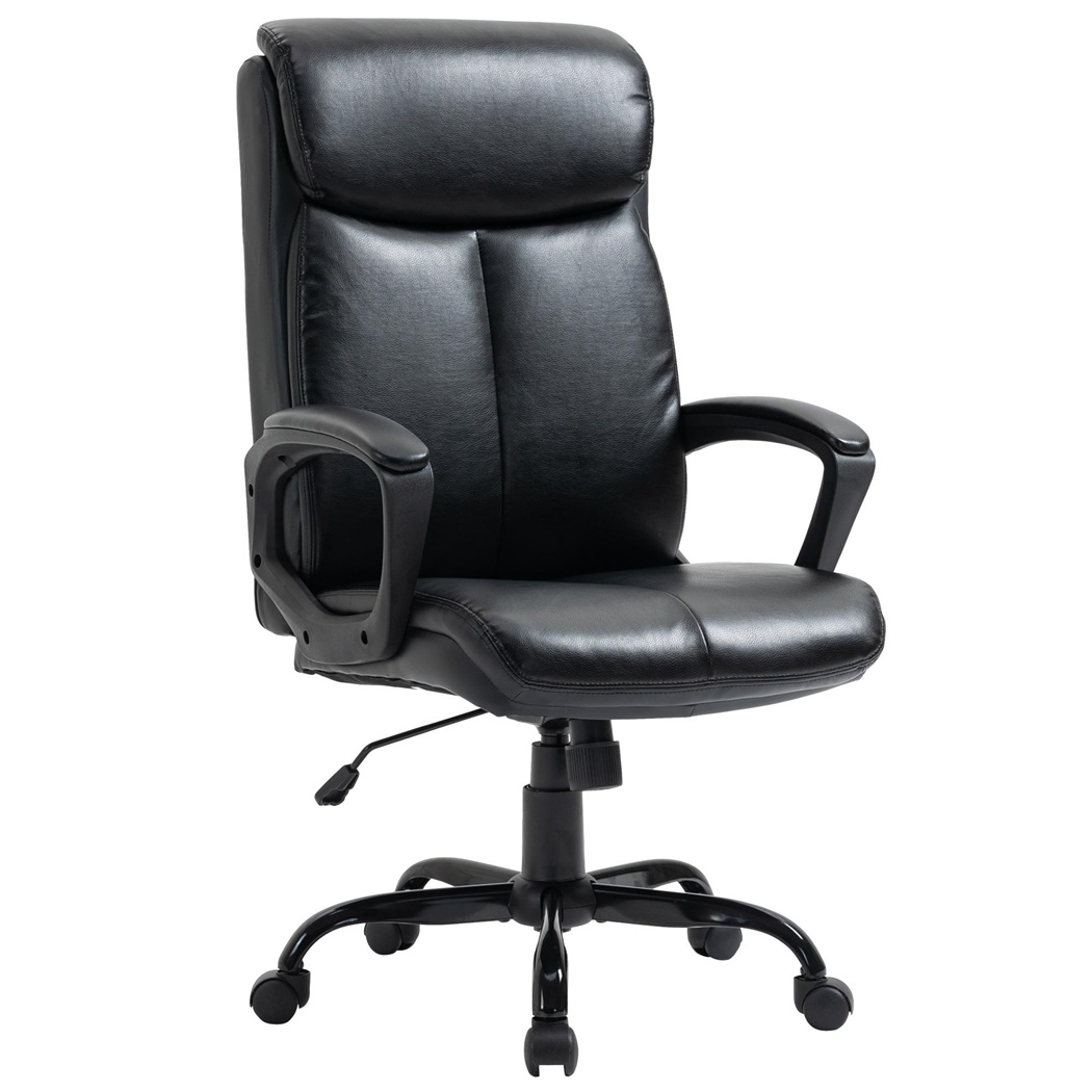 Fauteuil de Bureau TARSO, Design Classique, Confortable, en Cuir, Noir 