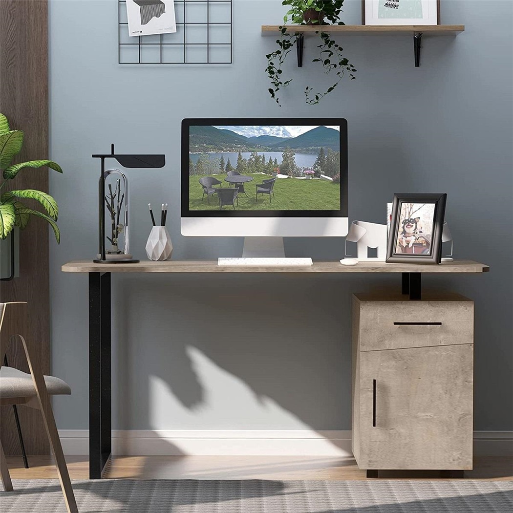 Bureau informatique MAGNOLIA, 150x60x76 cm, avec Tiroir, Bois Chêne