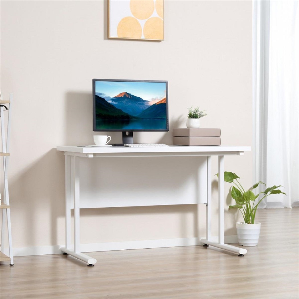 Bureau informatique MARTIS, 120x60x75 cm, en Métal et Bois, couleur Blanc